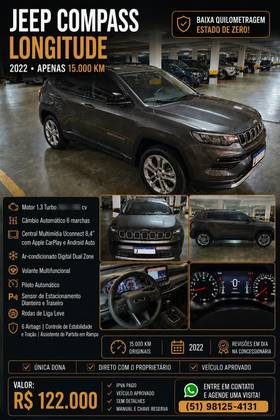 JEEP COMPASS 1.3 T270 TURBO FLEX LONGITUDE AT6 JEEP COMPASS 1.3 T270 TURBO FLEX LONGITUDE AT6